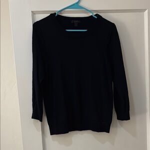 J. Crew Navy Merino Wool 3/4 length sleeve crew neck sweater